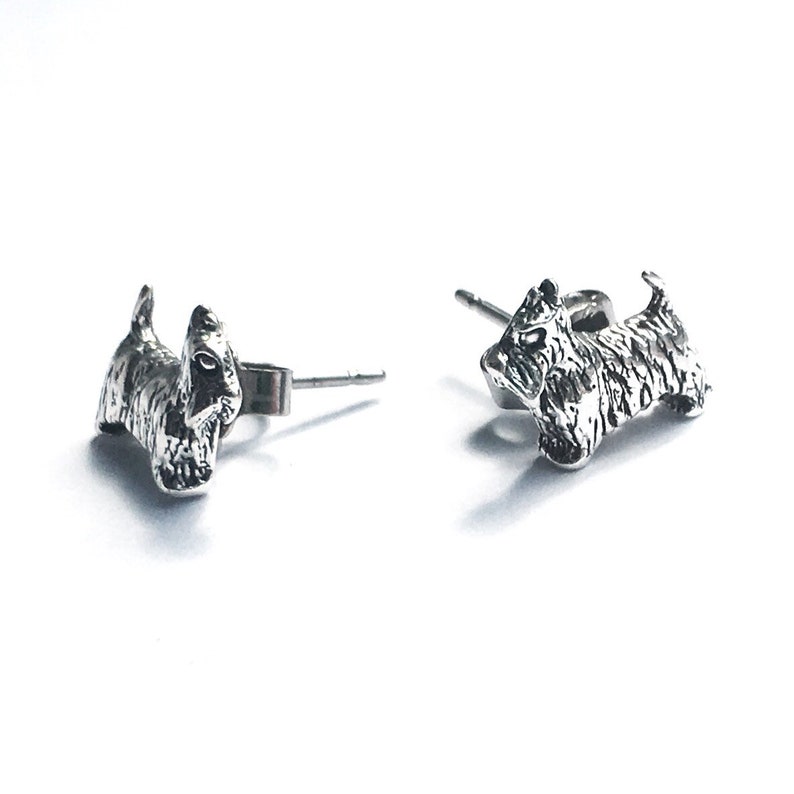 Small Scottie Dog Sterling Silver Stud Post Earrings Pair, Scottish Terrier image 3