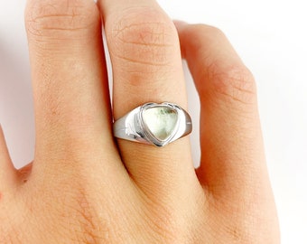 Bague aigue-marine Natural Beauty, Solitaire aigue-marine, Bague de pierre de naissance de mars, Bague en argent