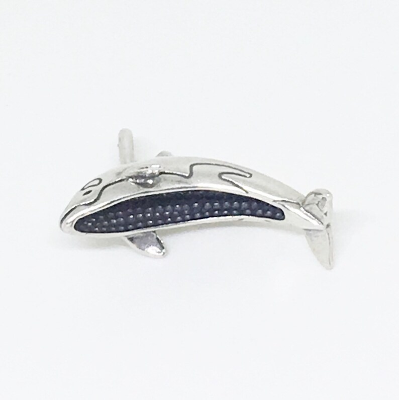 .925 Sterling Silver Blue Opal Killer Whale Pendant With Cubic Zirconia - Nautical Charm