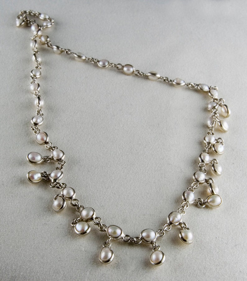 Delicate White Pearl Sterling Silver Necklace