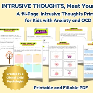 Intrusive Thoughts Primer for Kids: CBT Workbook (Printable and Fillable PDF)