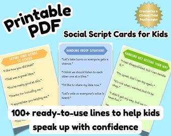 Printable Social Skills Script Cards for Kids (PDF)