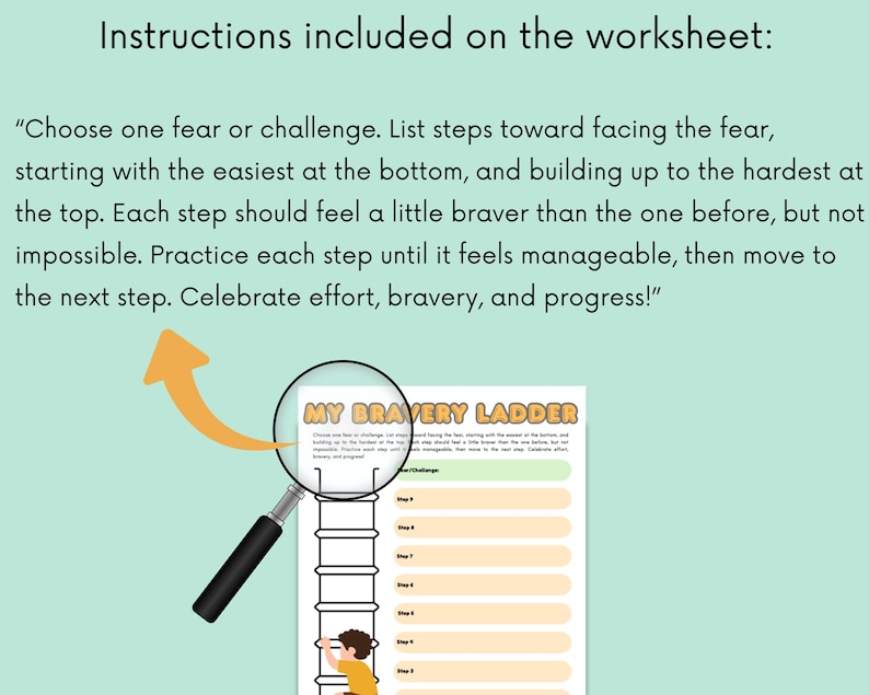 Bravery Ladder for Kids – Printable & Fillable CBT Exposure Hierarchy ...
