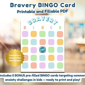 Bravery Bingo Card: Anxiety Busting Activity for Kids (Fillable and Printable PDF)