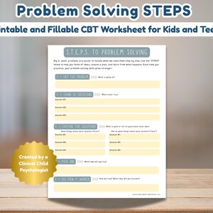 Feuille de travail de résolution de problèmes STEPS pour enfants et adolescents (PDF à remplir)