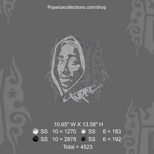Tupac Celebrity Portrait Rhinestone Template, Instant Digital Download SVG, Design Cut Files, Silhouette Cameo Cricut