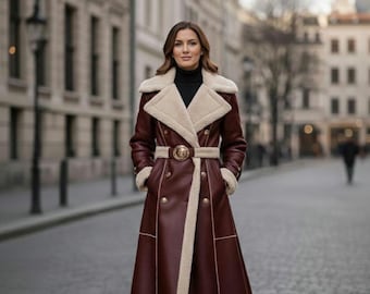 Jas van imitatieleer met riem, lange trenchcoat voor dames