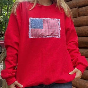 American flag patchwork sweatshirt