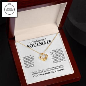 To My Beautiful Soulmate Love Knot Necklace, Gifts for Wife, Gifts for Girlfriend, Anniversary Gift, Birthday Gifts, Gift for Her, Gift Idea
