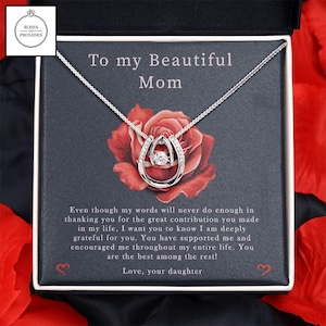 Collar para mi mamá, tarjeta con mensaje para mamá, collar con nudo de amor, tarjeta con mensaje para madre, collar y colgante, regalo