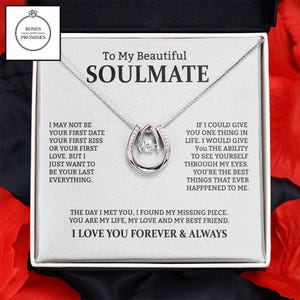 To My Beautiful Soulmate Lucky in Love Necklace, Gifts for Wife, Gifts for Girlfriend, Anniversary Gift, Birthday Gifts, Gift for Her, Gift