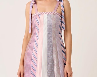 Custom Necktie Dress – Upcycled Boho Festival Wearable Art (Handmade)