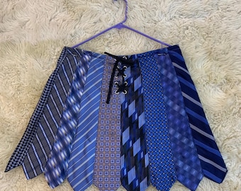 Custom Silk Tie Patchwork Skirt, Upcycled Vintage Neckties, Handmade Boho Statement Skirt