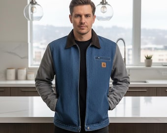 Reworked Carhartt Denim Jacket: Upcycled Workwear, Buffalo Plaid Lined (Size Medium)