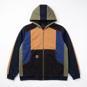 Carhartt Reworked Patchwork Canvas Work Jacket, Color Block Streetwear Hoodie