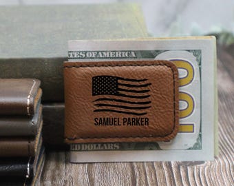 Personalized Magnetic Money Clip, Vegan Leather Cash Holder, Boss Gift for Men, Retirement Promotion Gift, Mentor Thank You Present