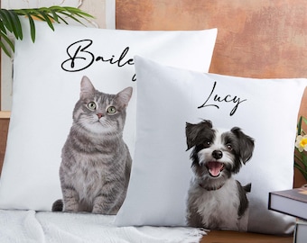 Custom Pet Pillow with Photo Name, Custom Dog Pillow, Personalized Dog Pillow, Custom Cat Pillow, Pet Memorial, Pet Loss Gift, Dog Lovers