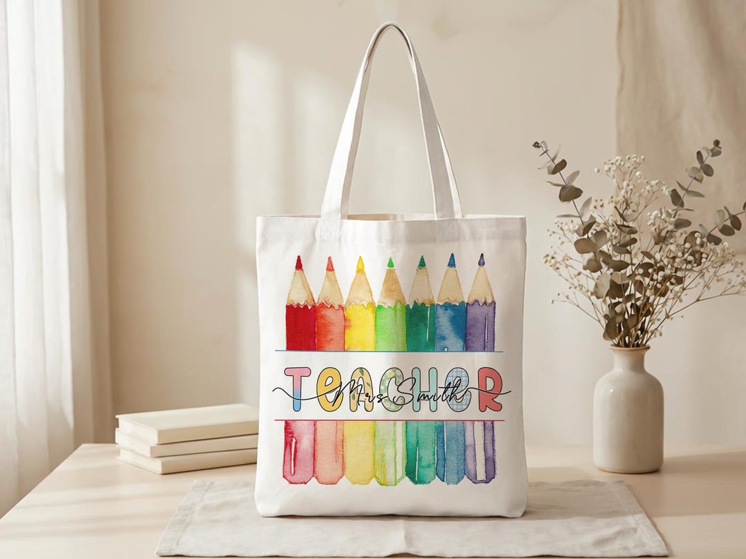 Canvas Tote Bag Teacher Gift, Personalized Teacher Tote Bag, Back to ...