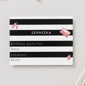 Sephora-inspirierte, Kosmetik, Hautpflege, Make-up inspirierte digitale Geburtstags- oder Ereigniskarte mit Bildern