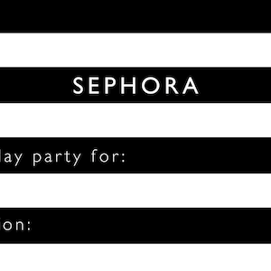 Tarjeta digital de cumpleaños o evento inspirada en Sephora, cosmética, cuidado de la piel y maquillaje.