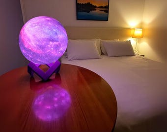 Lámpara de luna 3D con luz nocturna: LED recargable de 16 colores con control remoto, decoración de cielo estrellado, luz nocturna para dormitorio, regalo perfecto.