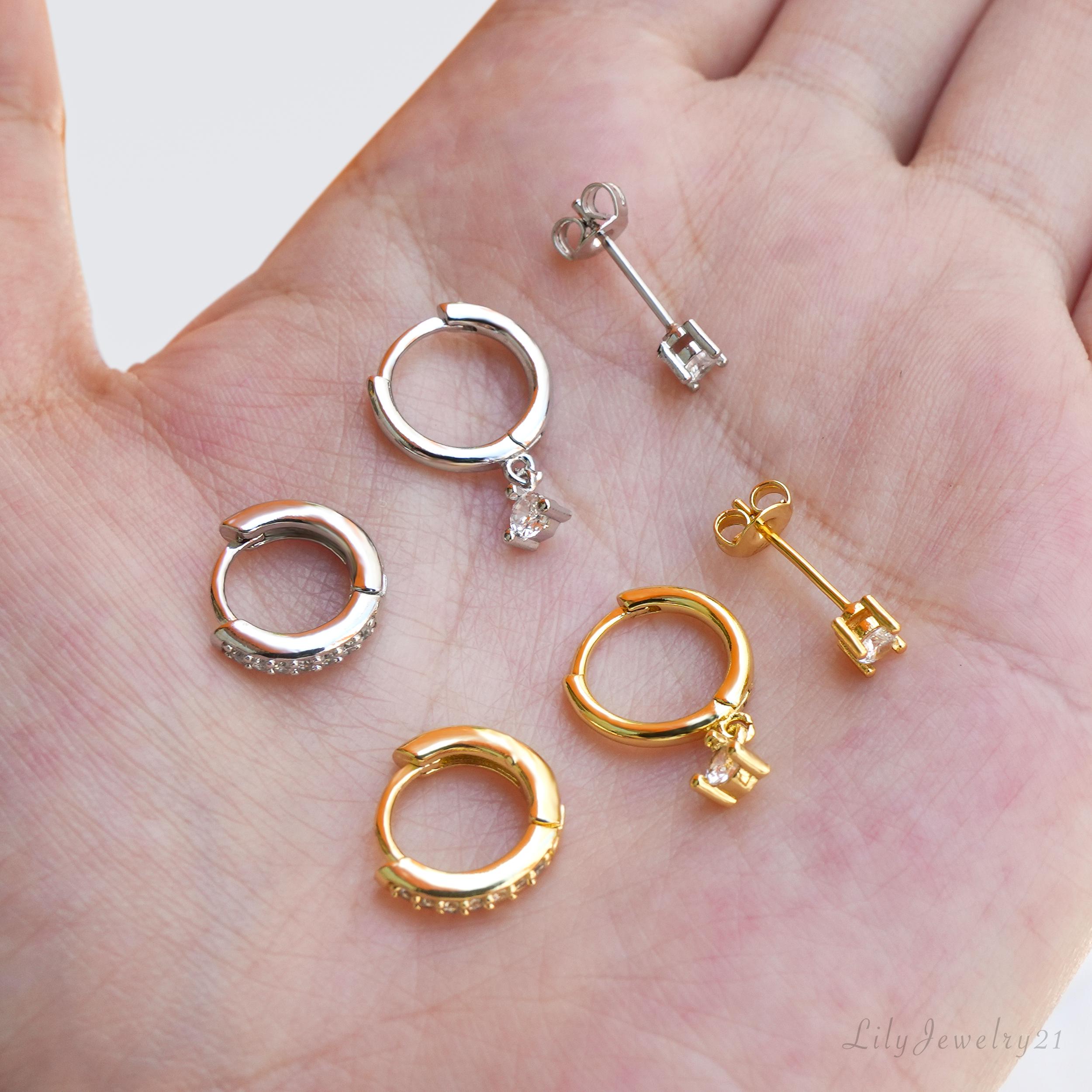 Winzige Cabochon Ohrstecker Set, minimalist Schmuck für sie, flache Rückseite Ohrring, Weihnachtsgeschenk, Helix Conch Bolzen, Geschenk für sie, Geschenk-Set