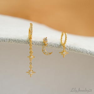 Shiny Flat Back Earrings Set • Dainty Tragus Helix Studs • Cartilage Jewelry Gift for Her • Waterproof Minimalist Earring Set