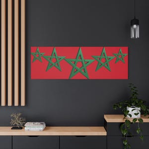 Canvas Art, Moroccan Star Print, Moorish American Pride, Cultural Wall Decor, Simple Statement Piece, Stretched Canvas Home Decor, Matte