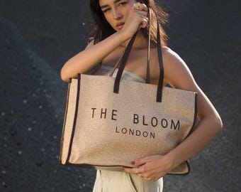 Large Minimalist Vegan Leather Tote Bag, Eco Friendly Shopper Shoulder Bag