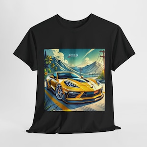 Corvette T-Shirt Unisex Heavy Cotton Classic Car Fan Tee Chevrolet Muscle Car Casual Wear for Men and Women