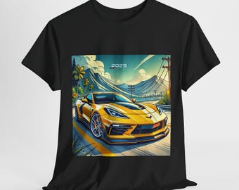 Corvette T-Shirt Unisex Heavy Cotton Classic Car Fan Tee Chevrolet Muscle Car Casual Wear for Men and Women