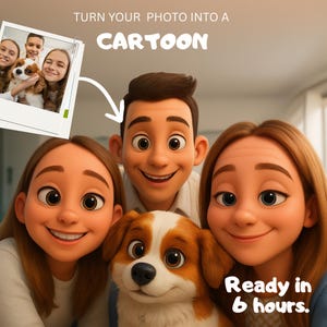 Custom Pixar Style Portrait from Your Photo | Personalized 3D Cartoon Character | Couple, Family, Pet Gift | Digital Pixar Art