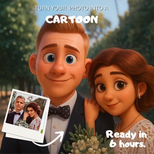 Custom Pixar Style Portrait from Your Photo | Personalized 3D Cartoon Character | Couple, Family, Pet Gift | Digital Pixar Art