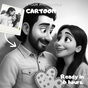 Custom Pixar Style Portrait from Your Photo | Personalized 3D Cartoon Character | Couple, Family, Pet Gift | Digital Pixar Art