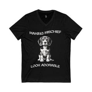 Beagle Mischief V-Neck Tee: Funny Dog Lover Graphic Shirt