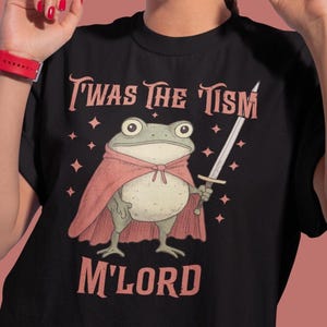 T&#39;was the &#39;Tism M&#39;Lord Shirt, Funny Autism Shirt, Autism Gift, Frog with a Sword Tee, Medieval Knight Frog, Weirdcore Meme Shirt