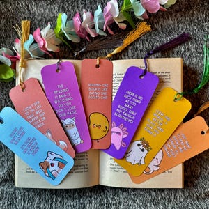 Segnalibri Kawaii Punny – Segnalibri di carta fatti a mano carini e divertenti con nappa