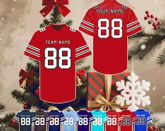 Camiseta de fútbol personalizada con nombre, número y logotipo del equipo impresos. Regalo de Navidad para hombres, mujeres, niños y bebés. Uniformes deportivos.