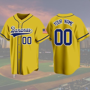 Custom &quot;Bananas&quot; Baseball Jersey: Personalized Team Jersey, Funny Sports Gift