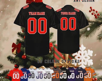 Camiseta de fútbol personalizada con nombre, número y logo del equipo impresos. Regalo de Navidad para hombres, mujeres, niños y bebés. Uniformes deportivos.