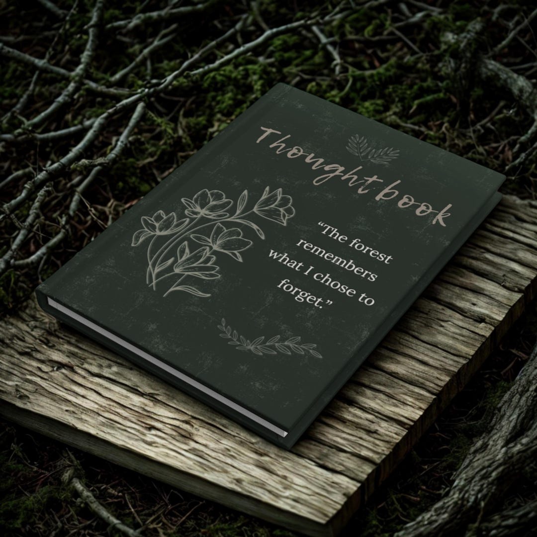 Lined Hardcover Journal – Earthy Moody Forest Green Grunge Botanical ...