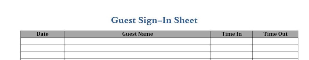 Guest Sign in Sheet in PDF - Digital Download - Guest Sign Sheet ...