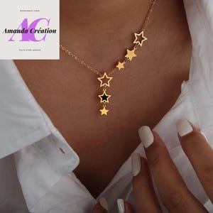 レディースファッションスターペンダントネックレス、高品質の金メッキステンレススチールとブラックアクリルチェーンネックレス