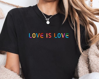 Love Is Love Minimalist T-Shirt: LGBTQ+ Pride Rainbow Tee, Comfort Colors Shirt