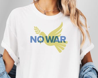 No War T-Shirt, Peace Protest Tee, Dove & Peace Sign Anti-War Shirt