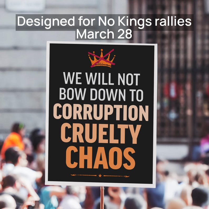 Protest Sign Lettering No Kings Protest Sign Bundle – 4 Printable Rally Signs – Protest ...