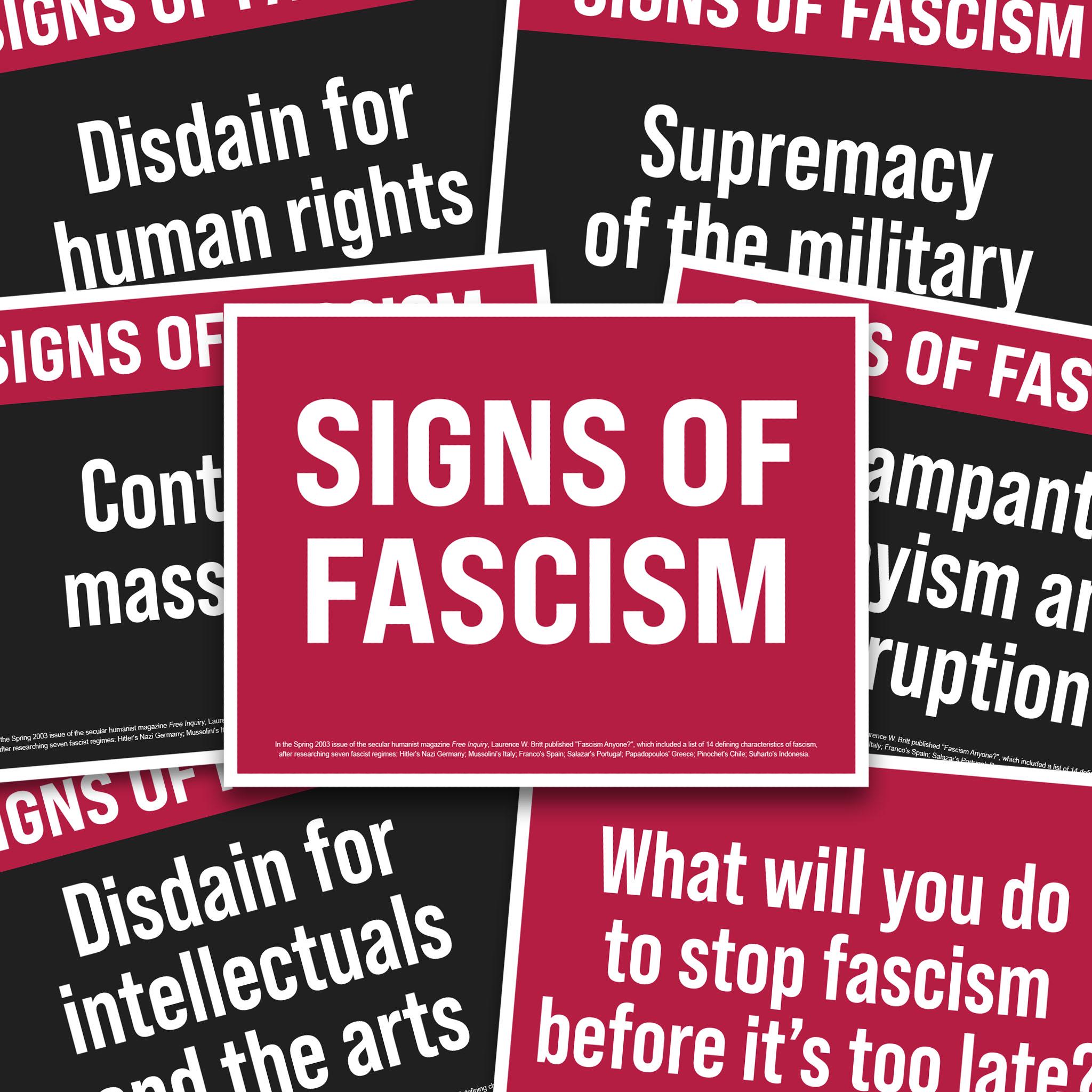 Signs of Fascism Protest Bundle: 16 Printable Posters in 4 Sizes