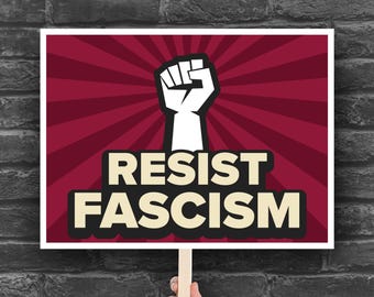 Resist Fascism Protest Sign, Red Edition: Raised Fist (Digital Download, PDF JPG, 7 Sizes)