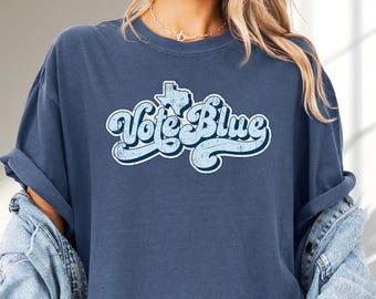 Texas Vote Blue T-Shirt, Retro Democrat Election Tee, Distressed Political Tee