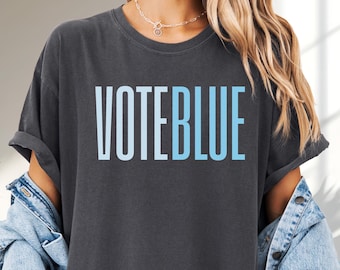 Vote Blue Minimalist T-Shirt, Modern Geometric Graphic Tee for Progressive Democratic Voters
